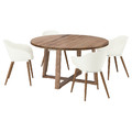 MÖRBYLÅNGA / GRÖNSTA Table and 4 chairs with armrests, oak veneer brown stained/white, 145 cm