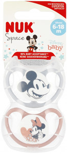 NUK Space Soother Pacifier Disney 6-18m 2pcs, pink