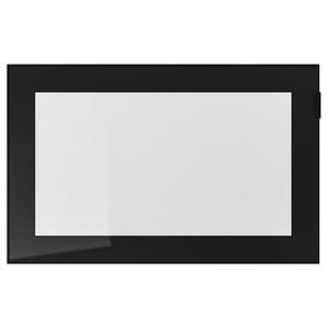 GLASSVIK Glass door, black, clear glass, 60x38 cm
