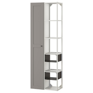 ENHET Wall storage combination, white, grey frame, 60x30x180 cm