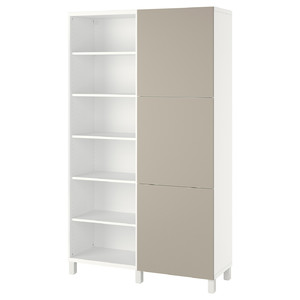 BESTÅ Storage combination with doors, white, Lappviken/Stubbarp light grey-beige, 120x42x202 cm