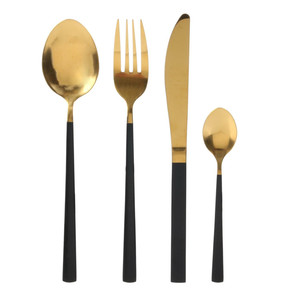 Cutlery Set Cerise 16pcs, black-gold