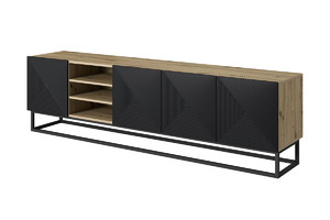 TV Cabinet Asha 200 cm, metal legs, artisan/matt black