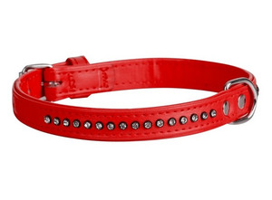 Dingo Dog Collar Glamour 1.4x35cm, red