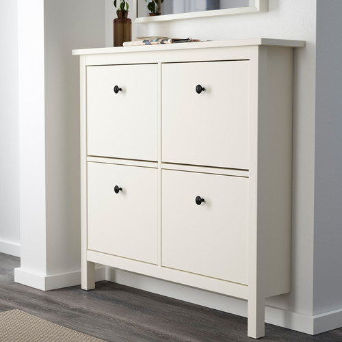 HEMNES Shoe cabinet with 4 compartments, white, 107x101 cm