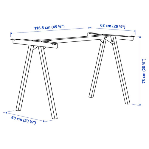 TROTTEN Underframe for table top, white, 120x70x75 cm