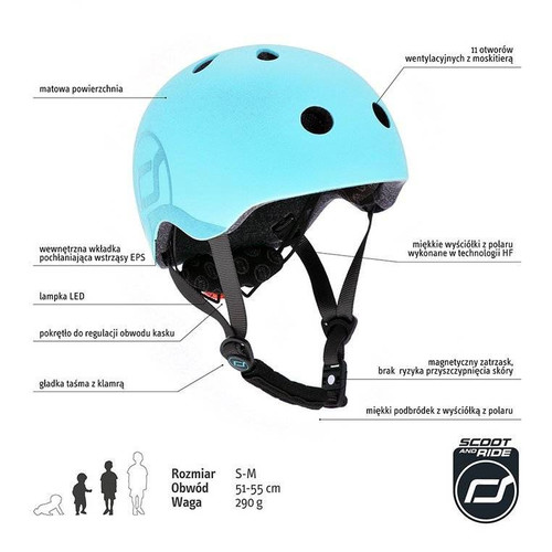 SCOOTANDRIDE Helmet for children S-M 3+ Blueberry