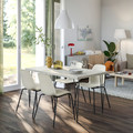 SKÅLSTA Table and 4 chairs, light grey-beige hairpin black-grey/plastic beige tubular metal/black-grey, 140x80 cm