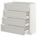METOD/MAXIMERA Base cab 4 frnts/4 drawers, white/Lerhyttan light grey, 80x37 cm