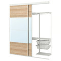 BOAXEL/SKYTTA Reach-in wardrobe with sliding door, white Mehamn/Auli/white stained oak effect mirror glass, 202x65x240 cm