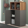 EKET Cabinet combination with feet, dark grey/walnut effect, 70x35x107 cm