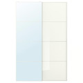 AULI / FÄRVIK Pair of sliding doors, mirror glass/white glass, 150x236 cm