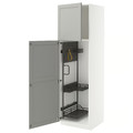 METOD High cabinet with cleaning interior, white/Lerhyttan light grey, 60x60x200 cm