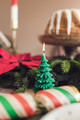 Christmas Tree Shaped Decorative Candle, Dark Green, 10 cm