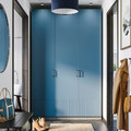 PAX / FYRUDDEN Wardrobe combination, dark grey/blue, 150x60x236 cm