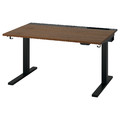 MITTZON Desk sit/stand, electric walnut veneer/black, 120x80 cm