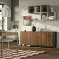 BESTÅ Storage combination with drawers, black-brown/Lappviken/Stubbarp walnut effect, 180x42x75 cm