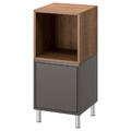 EKET Cabinet combination with legs, dark grey/walnut effect, 35x35x80 cm