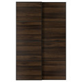 MEHAMN Pair of sliding doors, black/double sided dark brown oak effect, 150x236 cm