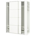 PAX / MEHAMN Wardrobe with sliding doors, white aluminium/white white, 170x66x236 cm