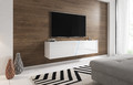 Wall-mounted TV Cabinet Slant 160, matt white/high-gloss white, LED EU 2K