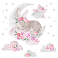 Wall Sticker Set - Sleeping Rabbit Pink