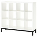KALLAX Shelving unit with underframe, white/black, 147x129 cm