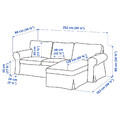 EKTORP 3-seat sofa with chaise longue, Kilanda light beige