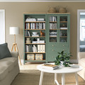 HEMNES Storage combination w doors/drawers, grey-green/light brown stained, 180x197 cm