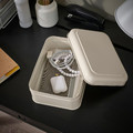 PLOGFÅRA Storage box with lid, light beige, 22x16x8 cm