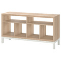 KALLAX Tv bench with underframe, white stained oak effect, 147x39x78 cm