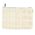 Cosmetic Bag/Pouch, faux fur, cream