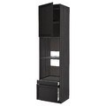METOD / MAXIMERA Hi cab f ov/combi ov w dr/2 drwrs, black/Lerhyttan black stained, 60x60x240 cm