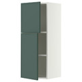 METOD Wall cabinet with shelves/2 doors, white/Aspudden dark grey-green, 40x100 cm