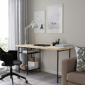 MITTCIRKEL / SPÄND Desk, lively pine effect/black, 140x60 cm