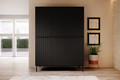 Wardrobe Nicole with Drawer Unit 150 cm, matt black, black handles and legs