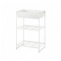 JOSTEIN Shelving unit with container, in/outdoor/wire white, 61x40x90 cm
