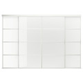 SKYTTA / FÄRVIK Sliding door combination, white/white glass, 351x240 cm