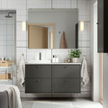 HAVBÄCK / ORRSJÖN Wash-stand/wash-basin/tap, dark grey/grey stone effect, 122x49x71 cm