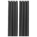 GINSTMOTT Curtains, 1 pair, dark grey/with eyelets, 145x300 cm