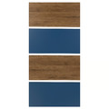 MEHAMN 4 panels for sliding door frame, walnut effect/blue, 100x201 cm