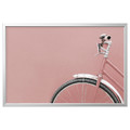 BJÖRKSTA Picture and frame, pink bicycle, aluminum color, 118x78 cm