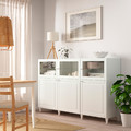 BESTÅ Storage combination with doors, white/Smeviken/Kabbarp white clear glass, 180x42x112 cm