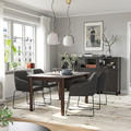 STRANDTORP / TOSSBERG Table and 4 chairs, brown/metal black/grey, 150/205/260x95 cm