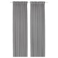 STENFRÖ Sheer curtains, 1 pair, grey/with heading tape, 145x300 cm