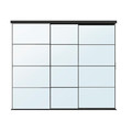 SKYTTA / AULI Sliding door combination, black/mirror glass, 276x240 cm