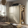 PAX / FORSAND Wardrobe combination, grey-beige grey-beige/oak effect, 220x60x201 cm