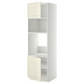 METOD Hi cb f oven/micro w 2 drs/shelves, white/Bodbyn off-white, 60x60x200 cm