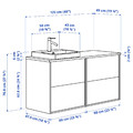ÄNGSJÖN / BACKSJÖN Wash-stand/wash-basin/tap, high-gloss white/white marble effect, 122x49x71 cm