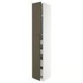 METOD / MAXIMERA Hi cab w 2 doors/4 drawers, white/Havstorp brown-beige, 40x60x240 cm